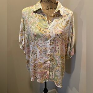 Emily Wonder Paisley Button-Front Blouse in Pastel Multi